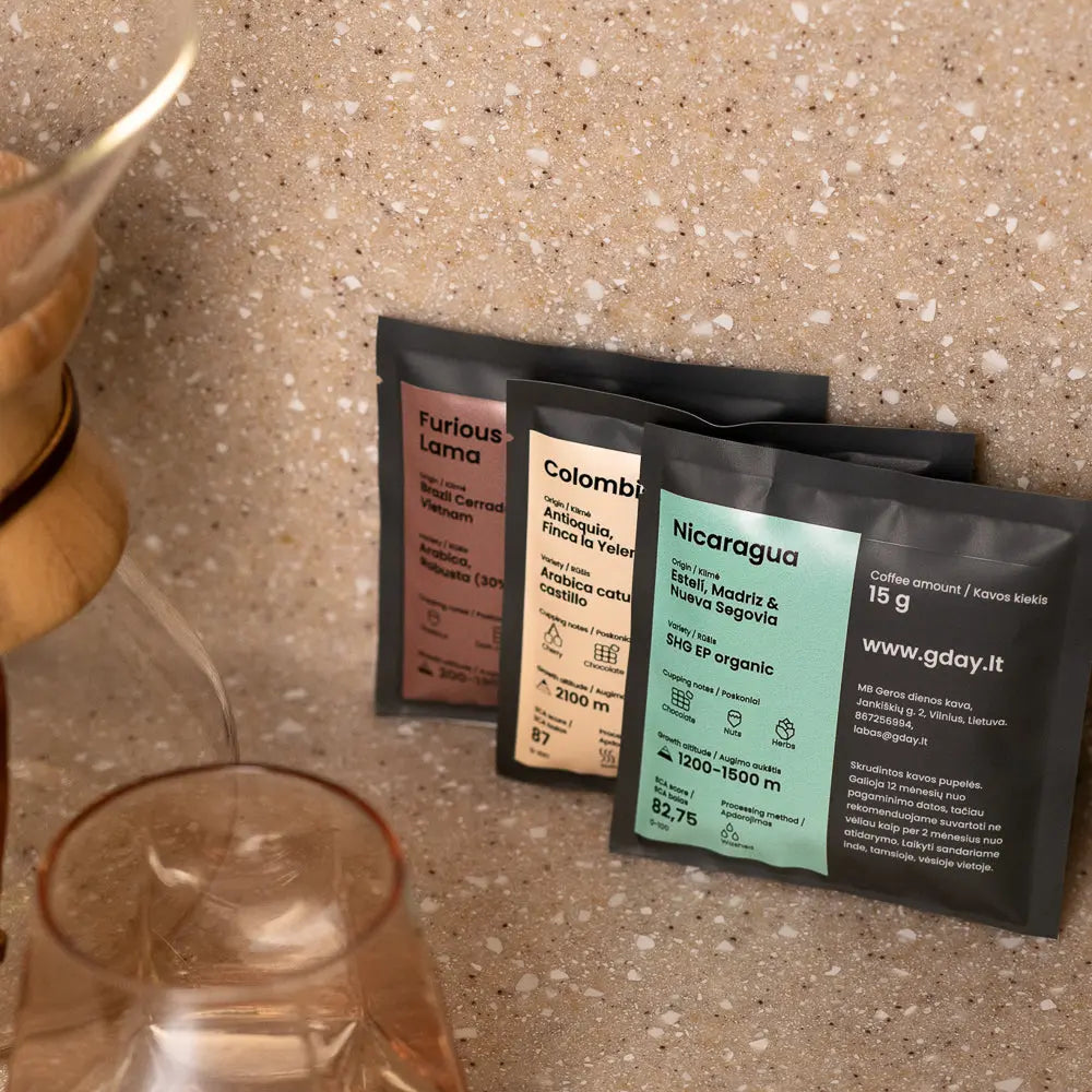 Rūšinių kavų rinkinukas, 3 vnt. po 15g My Store Rūšinių kavų rinkinukas, 3 vnt. po 15g My Store